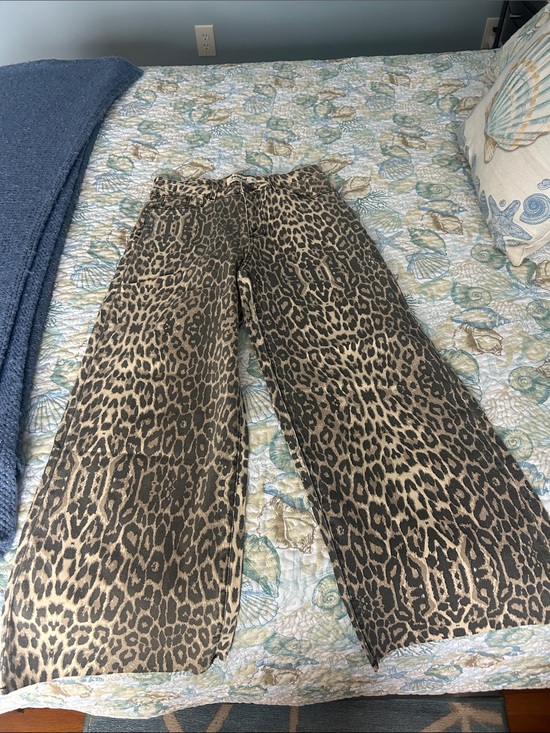 Three Bird Nest Denim - Three Bird Nest Leopard Print Wide Leg Jeans in beige and black